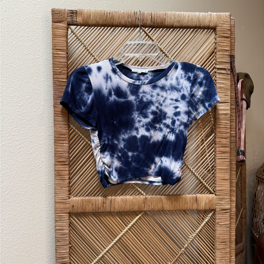 Tie-Dye Crop Top - Blue and White